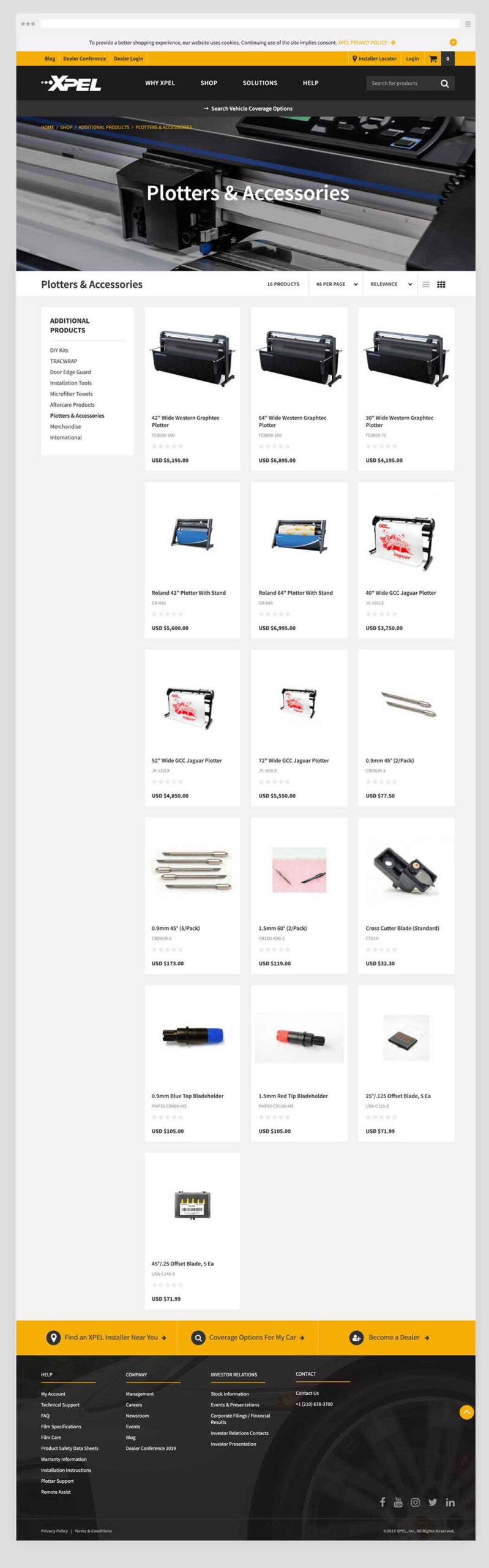XPEL SuiteCommerce product list page