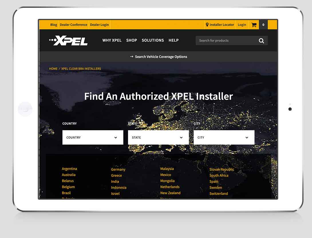 XPEL SuiteCommerce dealer locator