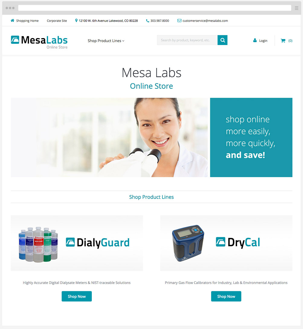 Mesa Labs SuiteCommerce home