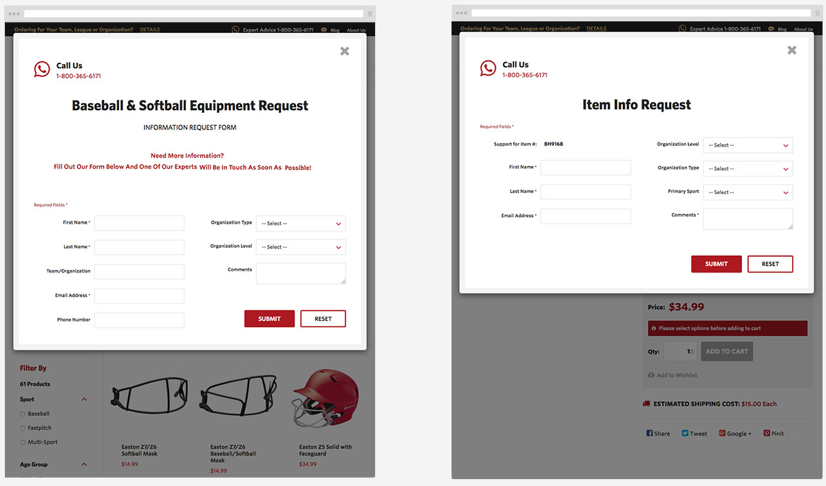 On Deck Sports SuiteCommerce forms