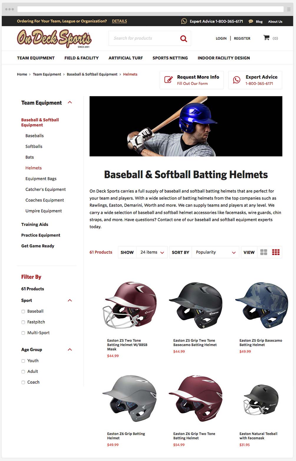 On Deck Sports SuiteCommerce product list