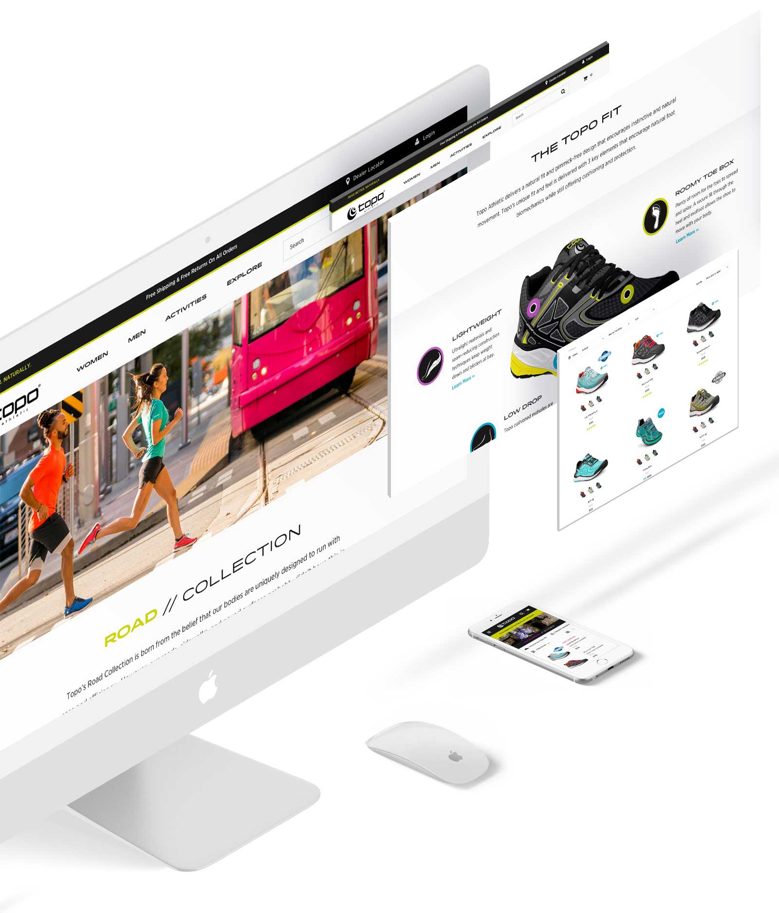 Topo Athletic SuiteCommerce screens